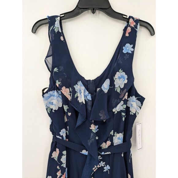 Premier Amour Floral Ruffle Midi Dress Size 12 Asymmetrical Hem Cottage Wedding - Picture 4 of 13